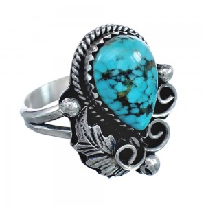 Turquoise Sterling Silver Navajo Leaf Ring Size 6-1/4 AX127733