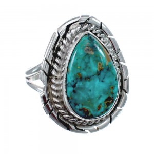 Native American Turquoise Sterling Silver Navajo Ring Size 8-3/4 AX127876