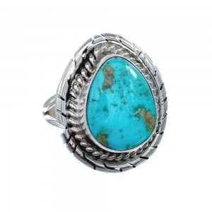 Native American Turquoise Sterling Silver Navajo Ring Size 7-1/2 AX127882