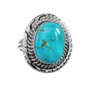Native American Turquoise Sterling Silver Navajo Ring Size 7 AX127883