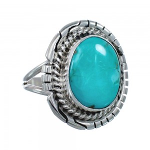 Native American Turquoise Sterling Silver Navajo Ring Size 9 AX127884