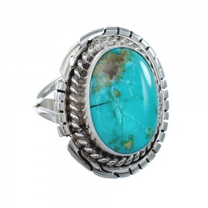 Native American Turquoise Sterling Silver Navajo Ring Size 7-3/4 AX127885
