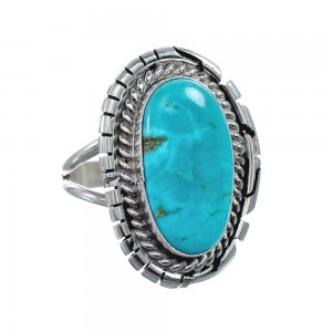 Native American Turquoise Sterling Silver Navajo Ring Size 8-3/4 AX127893