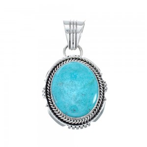 Native American Navajo Genuine Sterling Silver And Turquoise Pendant AX127973