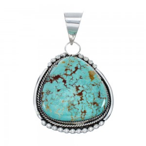 Native American Zuni Genuine Sterling Silver Turquoise Pendant AX127965