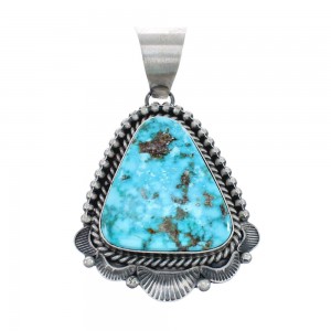Authentic Sterling Silver Kingman Turquoise Navajo Pendant AX127927