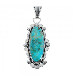 Native American Navajo Turquoise Genuine Sterling Silver Pendant AX127963