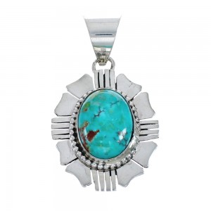 Native American Turquoise Genuine Sterling Silver Pendant AX127931
