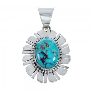 Native American Turquoise Genuine Sterling Silver Pendant AX127932