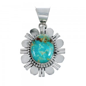 Native American Turquoise Genuine Sterling Silver Pendant AX127933