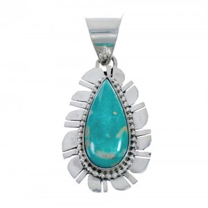 Native American Turquoise Genuine Sterling Silver Pendant AX127934