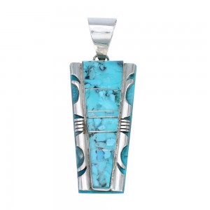 Sterling Silver Turquoise Inlay Navajo Pendant AX127970