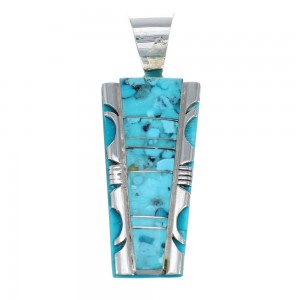 Sterling Silver Turquoise Inlay Navajo Pendant AX127972