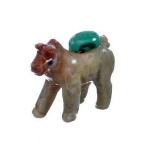 Brown Agate Hand Crafted Fetish Horse Navajo Malachite Figurine AX127985