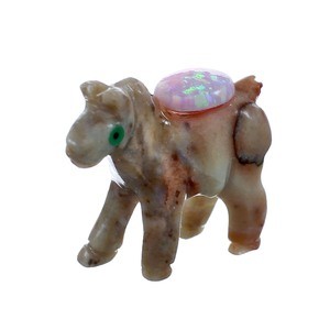 Brown Agate Hand Crafted Fetish Horse Navajo Opal Figurine AX127989