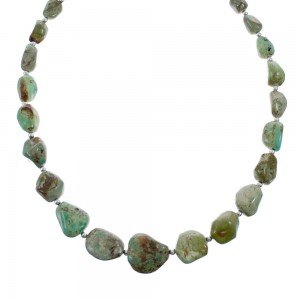 Native American Turquoise Bead And Silver Necklace AX128091