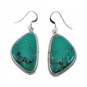 Native American Turquoise Sterling Silver Hook Dangle Earrings AX128102