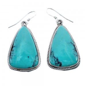 Native American Turquoise Sterling Silver Hook Dangle Earrings AX128109