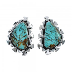 Native American Sterling Silver Turquoise Post Earrings AX128148