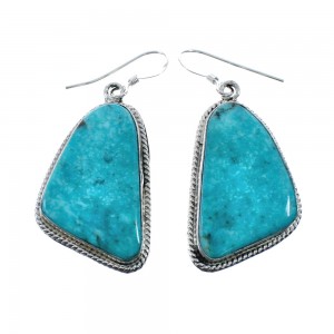 Native American Turquoise Sterling Silver Hook Dangle Earrings AX128138