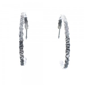 Genuine Sterling Silver Navajo Post Hoop Earrings AX128173