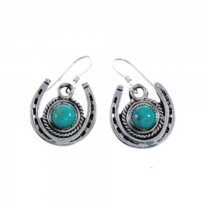 Turquoise Naja Navajo Sterling Silver Hook Dangle Earrings JX128451