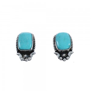 Navajo Sterling Silver Turquoise Post Earrings JX128415