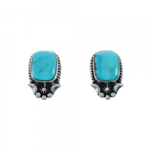 Navajo Sterling Silver Turquoise Post Earrings JX128417