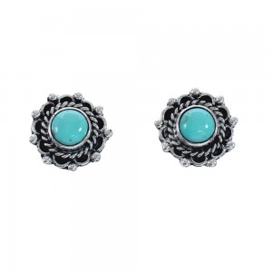 Native American Sterling Silver Turquoise Post Earrings JX128424
