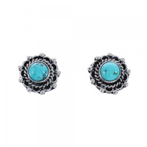 Native American Sterling Silver Turquoise Post Earrings JX128425