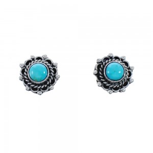 Native American Sterling Silver Turquoise Post Earrings JX128427