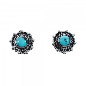 Native American Sterling Silver Turquoise Post Earrings JX128430