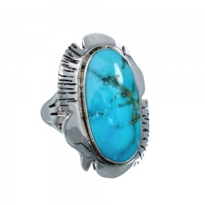 Native American Sterling Silver Turquoise Ring Size 6-3/4 AX128335