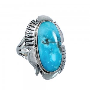 Native American Sterling Silver Turquoise Ring Size 7-3/4 AX128337