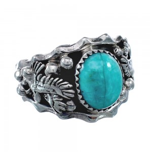 Genuine Sterling Silver Eagle Navajo Turquoise Ring Size 11-1/2 AX128456