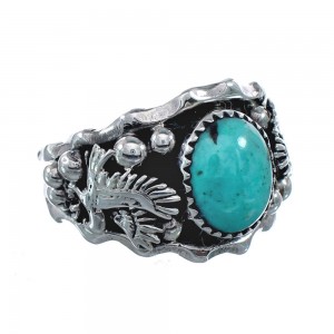 Genuine Sterling Silver Eagle Navajo Turquoise Ring Size 11-3/4 AX128462