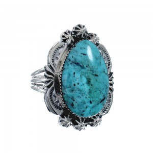 Sterling Silver Turquoise American Indian Ring Size Size 6-1/4 AX128365