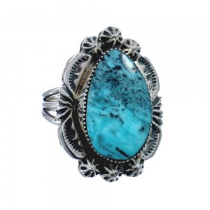 Sterling Silver Turquoise American Indian Ring Size Size 7-3/4 AX128367