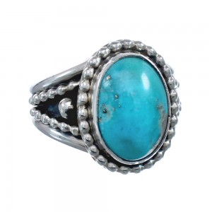 Native American Turquoise Sterling Silver Navajo Ring Size 8 AX128376