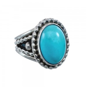 Native American Turquoise Sterling Silver Navajo Ring Size 6-1/4 AX128377