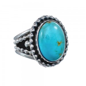 Native American Turquoise Sterling Silver Navajo Ring Size 6-1/4 AX128379