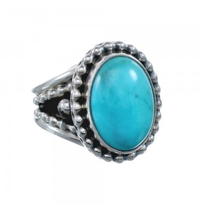 Native American Turquoise Sterling Silver Navajo Ring Size 6-1/4 AX128380