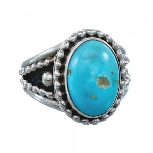 Native American Turquoise Sterling Silver Navajo Ring Size 8 AX128381