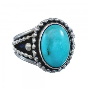 Native American Turquoise Sterling Silver Navajo Ring Size 8 AX128382
