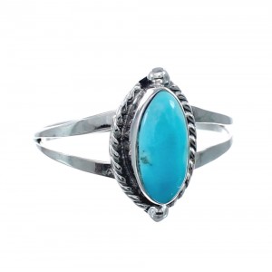 Native American Turquoise Genuine Sterling Silver Navajo Ring Size 8-3/4 AX128355