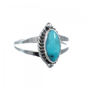 Native American Turquoise Genuine Sterling Silver Navajo Ring Size 8 AX128356