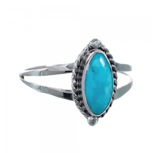 Native American Turquoise Genuine Sterling Silver Navajo Ring Size 9 AX128361