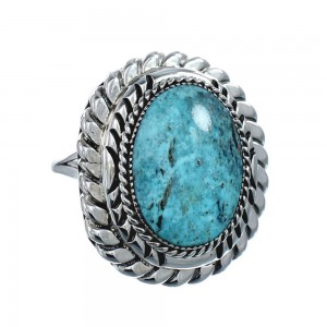 Native American Turquoise Sterling Silver Navajo Ring Size 9-3/4 AX128577
