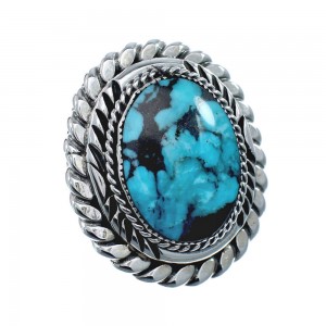 Native American Turquoise Sterling Silver Navajo Ring Size 9-1/4 AX128579