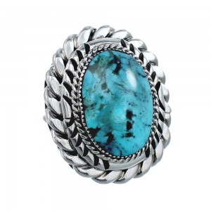 Native American Turquoise Sterling Silver Navajo Ring Size 8 AX128581
